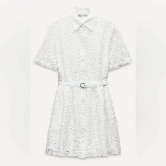 Zara Embroidered Eyelet Mini Dress ZW Collection - Picture 6 of 13